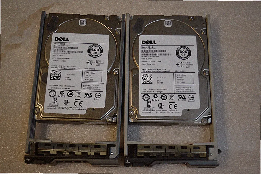 LOT OF 2 Dell 600GB 10K RPM SAS 6G HDD 2.5in SFF 6Gbps Hard Disk Drive with Tray