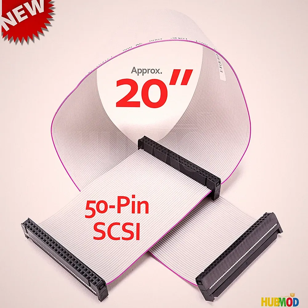 NEW 20" 50-Pin SCSI Internal Ribbon Flat Cable F/F 3-Connector 2-Device Drive