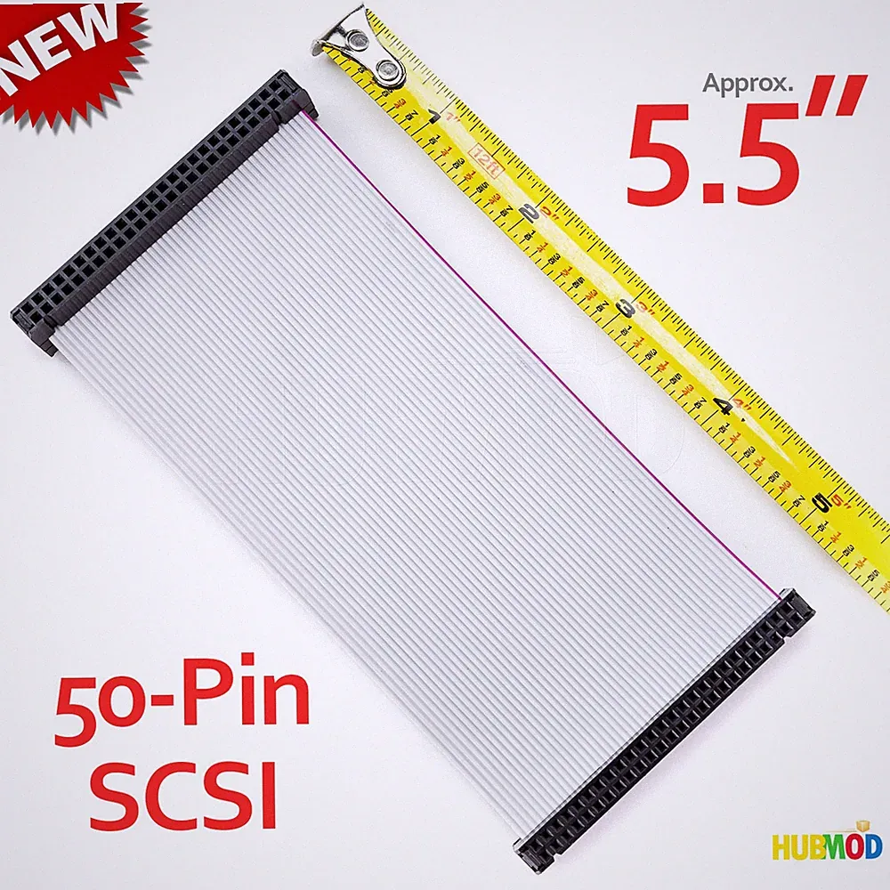 NEW 5.5" 50-Pin Short SCSI Internal Ribbon Flat Cable F/F 2-Connector 1-Device