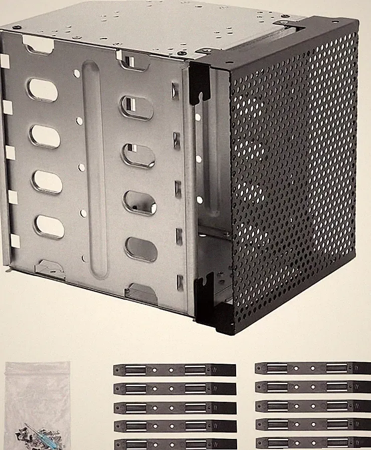 Stainless Steel Hard Drive Cage, 5.25" to 5X 3.5" SAS SATA HDD Cage for Computer